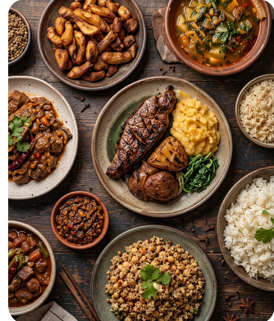 Une sélection de plats maison servis sur un plateau